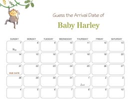 Playing Monkey Baby Due Date Calendar