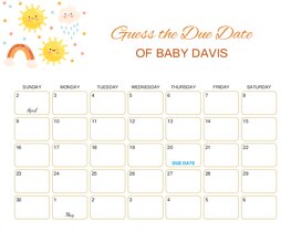 Sun and Clouds Baby Due Date Calendar