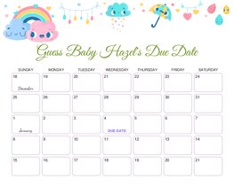 Cute Weather Elements Baby Due Date Calendar