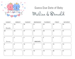 Twin Babies Baby Due Date Calendar