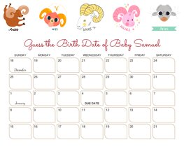 Zodiac Sign Aries (Mar 21 - Apr 19) Baby Due Date Calendar