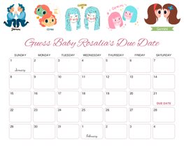 Zodiac Sign Gemini (May 21 - Jun 21) Baby Due Date Calendar