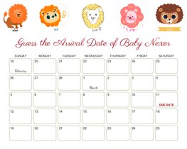 Zodiac Sign Leo (Jul 23 - Aug 22) Baby Due Date Calendar