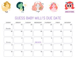Zodiac Sign Virgo (Aug 23 - Sep 22) Baby Due Date Calendar