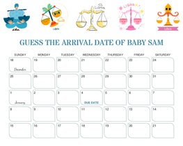 Zodiac Sign Libra (Sep 23 - Oct 23) Baby Due Date Calendar
