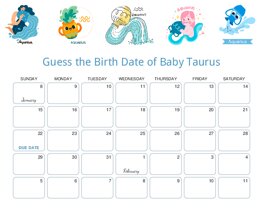 Zodiac Sign Aquarius (Jan 20 - Feb 18) Baby Due Date Calendar