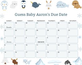 Arctic Animals Baby Due Date Calendar