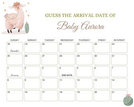 Wild Llama Baby Due Date Calendar