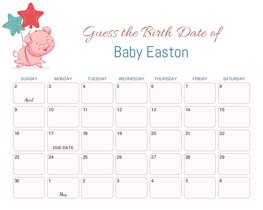 Piglet and Stars Baby Due Date Calendar