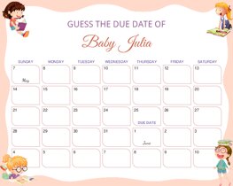 Happy Girls Reading Baby Due Date Calendar