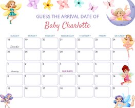 Lovely Fairy and Moon Baby Due Date Calendar
