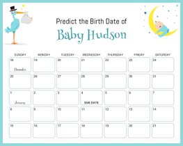 Stork, Baby and Moon Baby Due Date Calendar