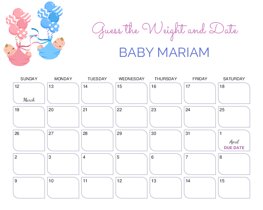 Babies and Balloons Baby Due Date Calendar