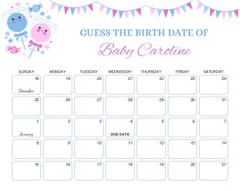 Cute Candies Baby Due Date Calendar