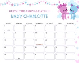 Cute Bears Baby Due Date Calendar