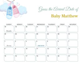 Watercolor Baby Shoes Baby Due Date Calendar