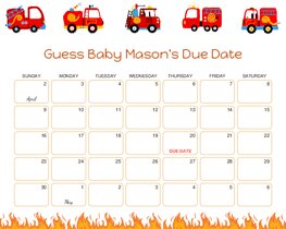 Firetruck Baby Due Date Calendar