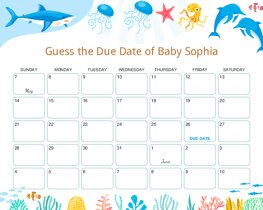 Ocean Scene Baby Due Date Calendar
