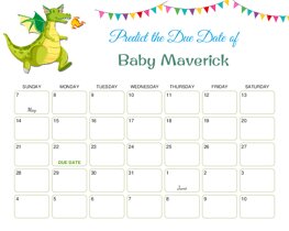 Green Dragon Baby Due Date Calendar