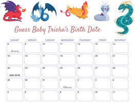 Dragon Serpants Baby Due Date Calendar