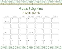 Greek Pattern Baby Due Date Calendar