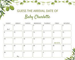 Green Olives Baby Due Date Calendar