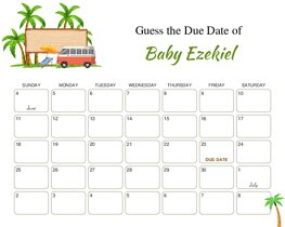 Trees, Van, Holidays Baby Due Date Calendar