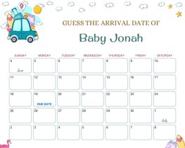 Summer Holidays Car Baby Due Date Calendar