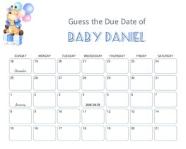 Cute Little Boy Giraffe Baby Due Date Calendar