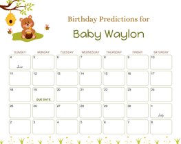 Bear, Honey Pot, Bees Baby Due Date Calendar