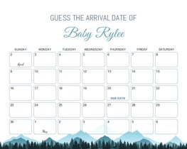 Mountain Forest Baby Due Date Calendar