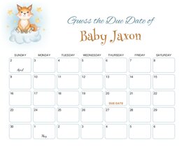 Adorable Baby Fox Baby Due Date Calendar