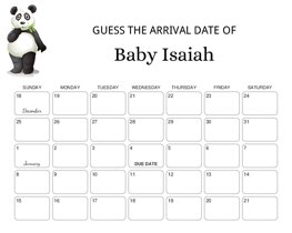 Panda Baby Due Date Calendar