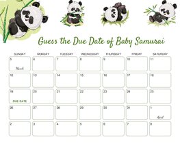 Playful Panda Bear Baby Due Date Calendar