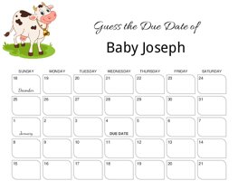 Smiling Cow Baby Due Date Calendar