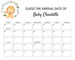 Little Lion Baby Due Date Calendar