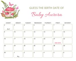 Decorative Wild Mushroom Baby Due Date Calendar