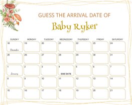 Wild Forest Elements Baby Due Date Calendar