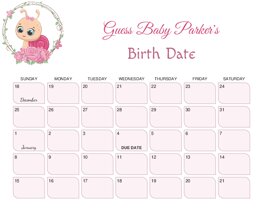Cute Baby Snail with Wreath Baby Due Date Calendar