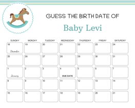 Blue Toy Horse Baby Due Date Calendar