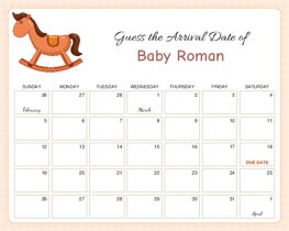 Wooden Horse Baby Due Date Calendar