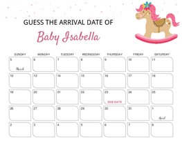 Beautiful Pink Toy Horse Baby Due Date Calendar