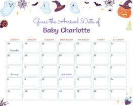 Retro Halloween Elements Baby Due Date Calendar