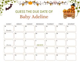 Halloween Pumpkins Basket Baby Due Date Calendar
