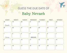 Travel Map Baby Due Date Calendar