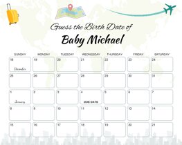 Travel Map Plane Baby Due Date Calendar