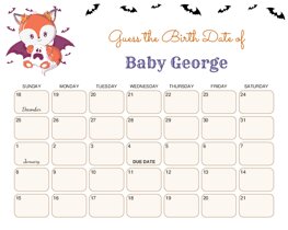Halloween Fox with a Ghost Baby Due Date Calendar