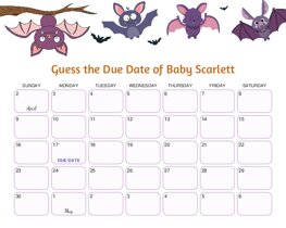 Lovely Bats Baby Due Date Calendar