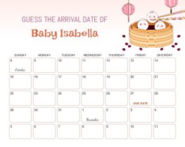 Cute Dumplings Baby Due Date Calendar