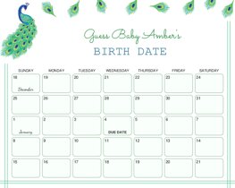 Peacock Baby Due Date Calendar